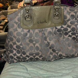 Coach Patterned Gray and Olive Shoulder Bag